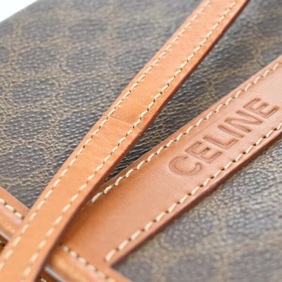CELINE Logo Macadam Pattern 2Way Shoulder Clutch PVC Leather Brown Italy - Picture 8 of 15